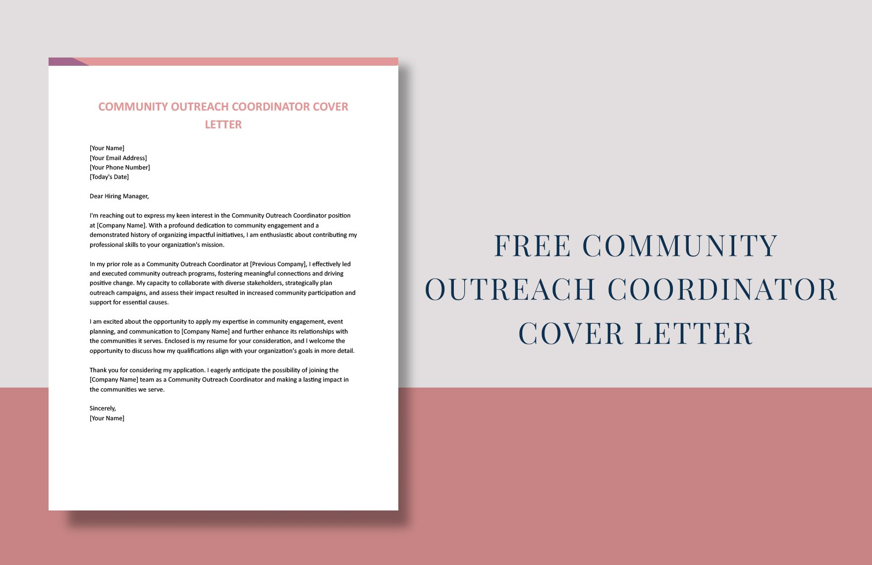 community outreach manager cover letter