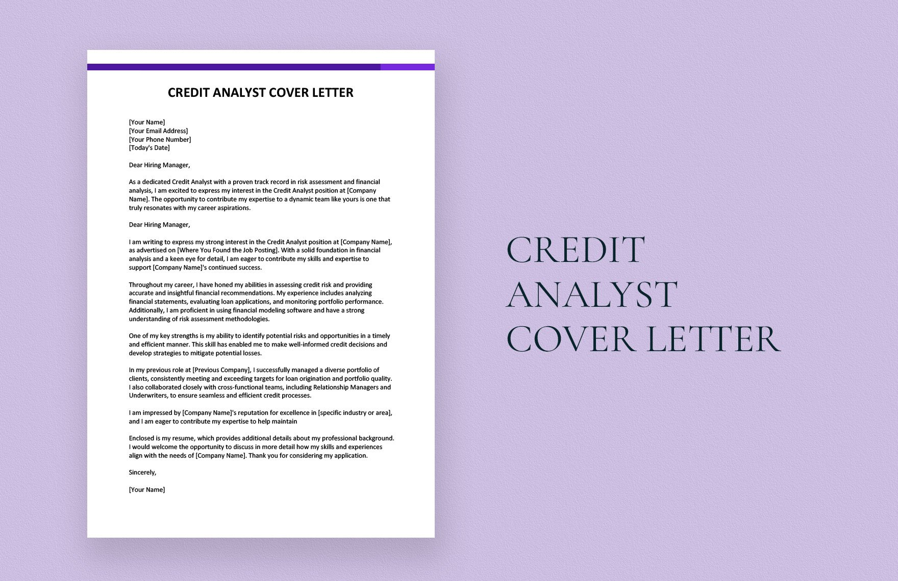 cover letter for credit analyst no experience