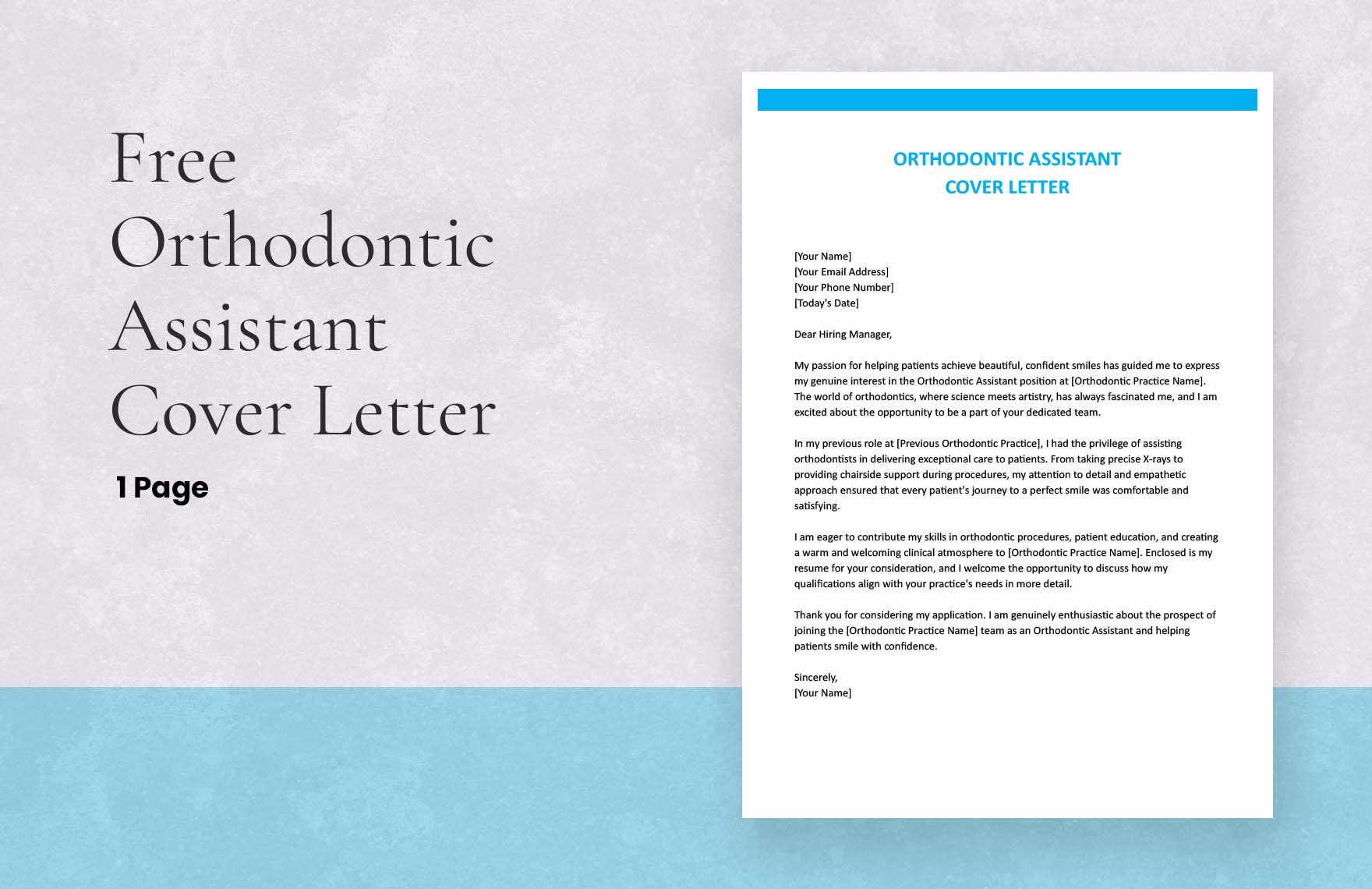 Cover Letter for Orthodontic Assistant - Creative Letter